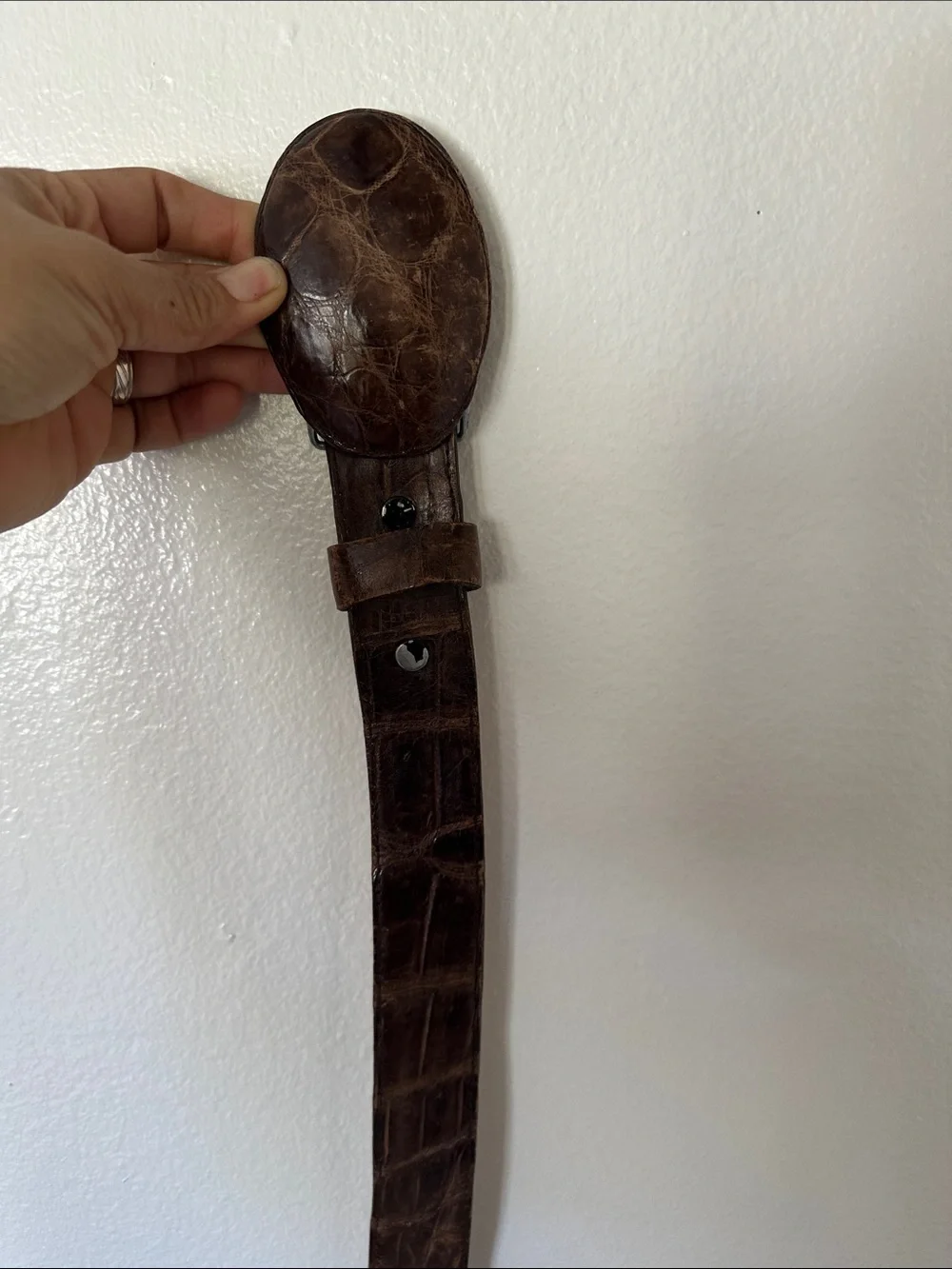 MEXICANA Dark Brown Croc-Embossed Leather Belt size 36